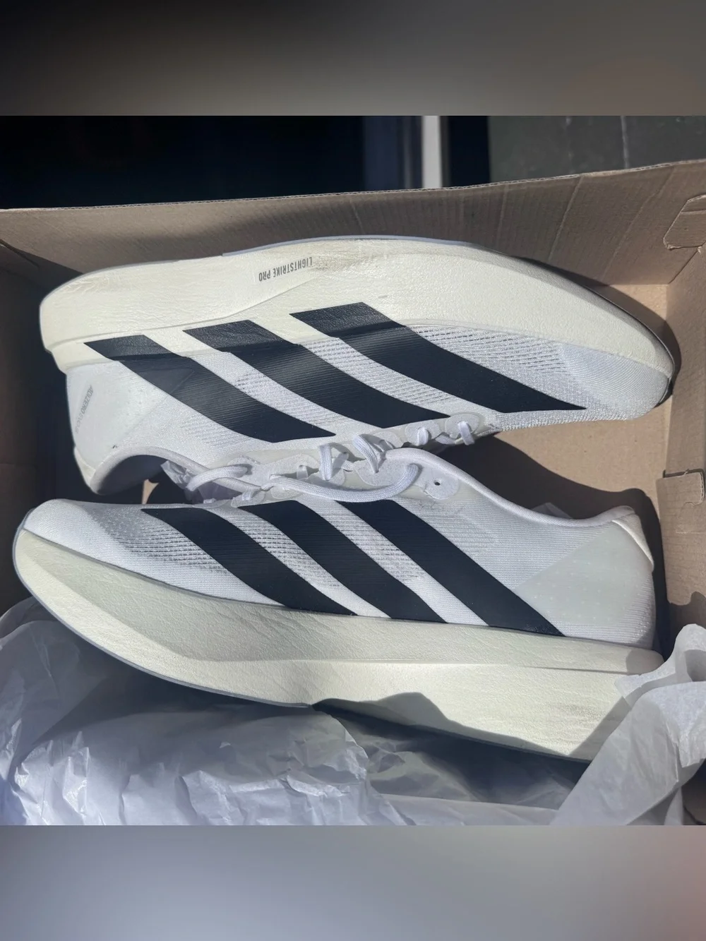 adidas MENS White Athletic Shoes with Black Stripes
